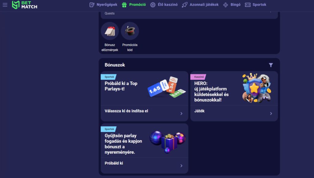 BEtmatch promocodes in magyar
